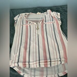 Striped Pink and Navy Blouse